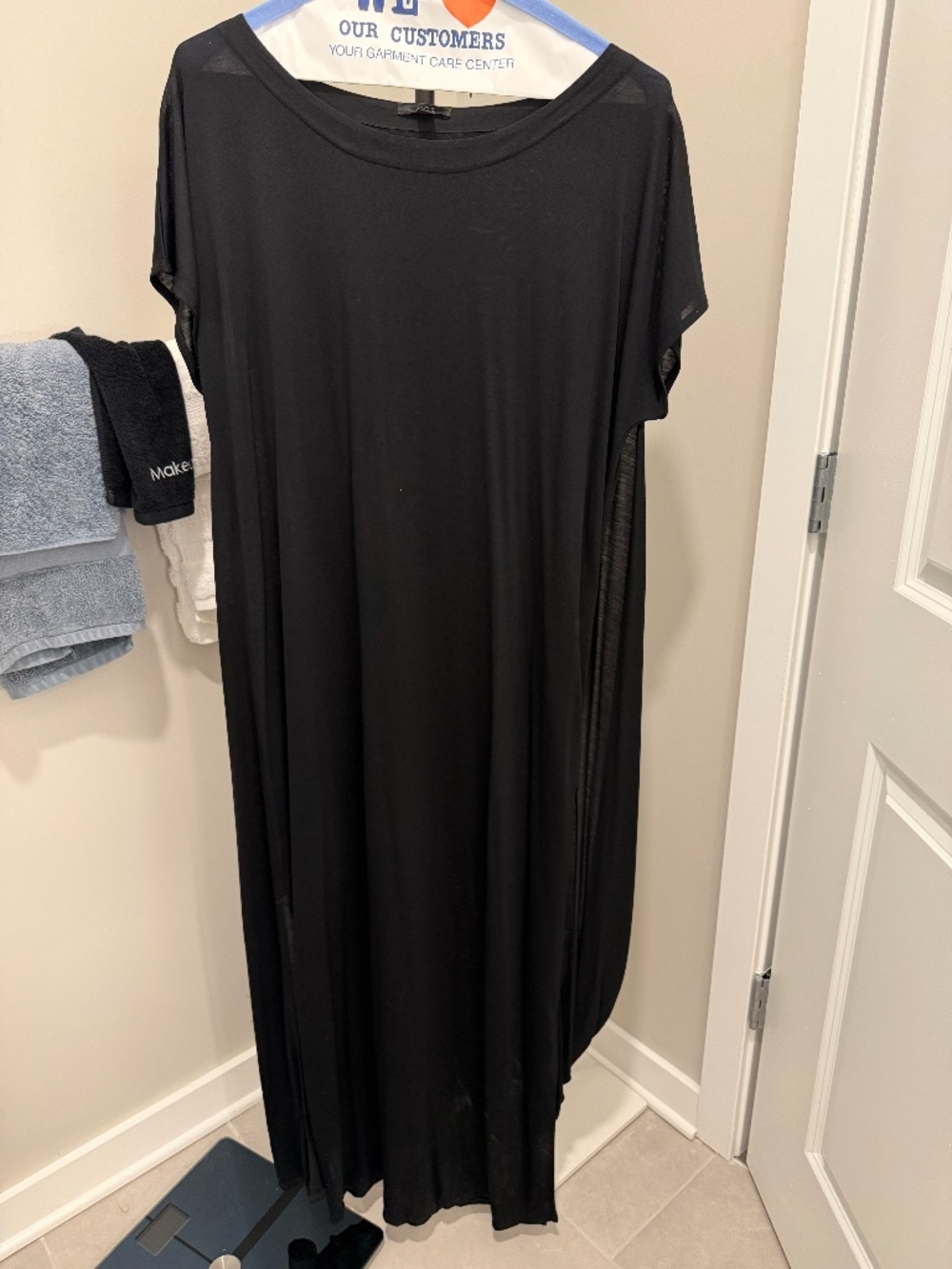 COS Black Asymmetrical Draped Maxi Dress Gathered Side Size XL